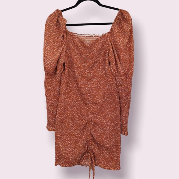 Floral Smocked Bodycon Dress Long sleeve Fall/Summer/Spring/Winter Large - Picture 5 of 7